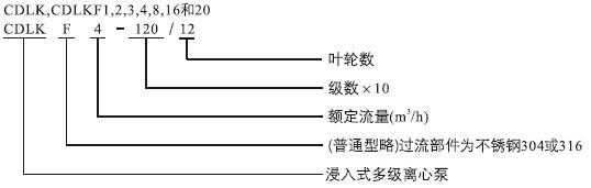CDLK，CDLKF浸入式多級離心泵型號定義